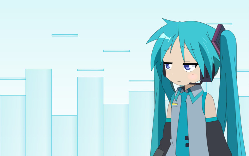 hatsune miku and hiiragi kagami (vocaloid and 1 more) drawn by budding_(deviantart)