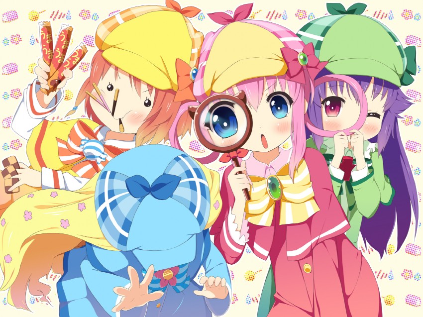 sherlock shellingford, hercule barton, cordelia glauca, and yuzurizaki nero (tantei opera milky holmes) drawn by tsukina_(artist)