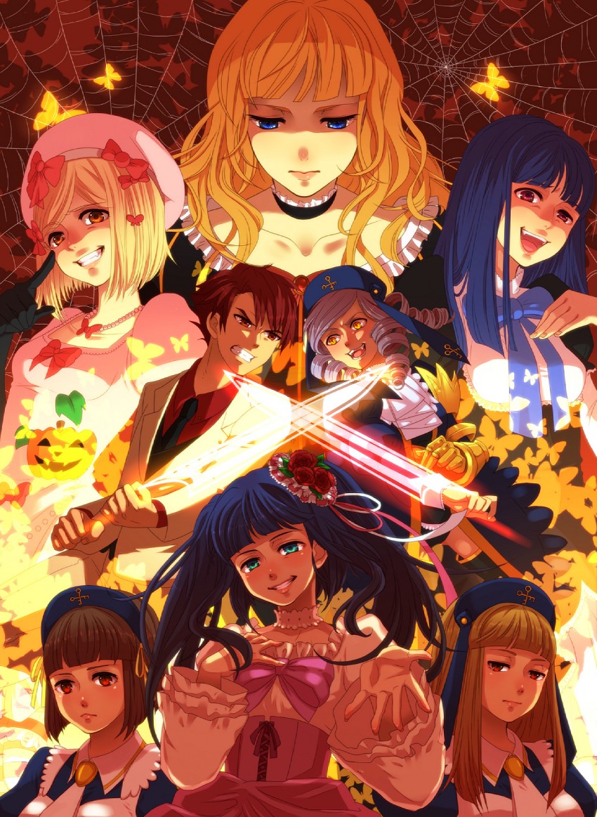 beatrice, ushiromiya battler, frederica bernkastel, furudo erika, lambdadelta, and 3 more (umineko no naku koro ni) drawn by tim_(tim411)