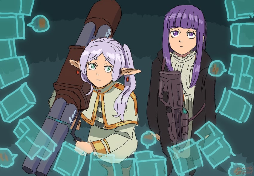 frieren and fern (sousou no frieren and 2 more) drawn by kanokoga