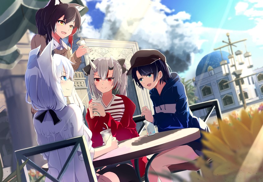 shirakami fubuki, ookami mio, oozora subaru, and nakiri ayame (hololive) drawn by wayuzz99