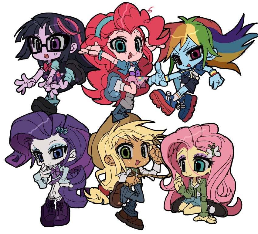 twilight sparkle, fluttershy, rainbow dash, pinkie pie, applejack, and 2 more (my little pony and 2 more) drawn by jwnn