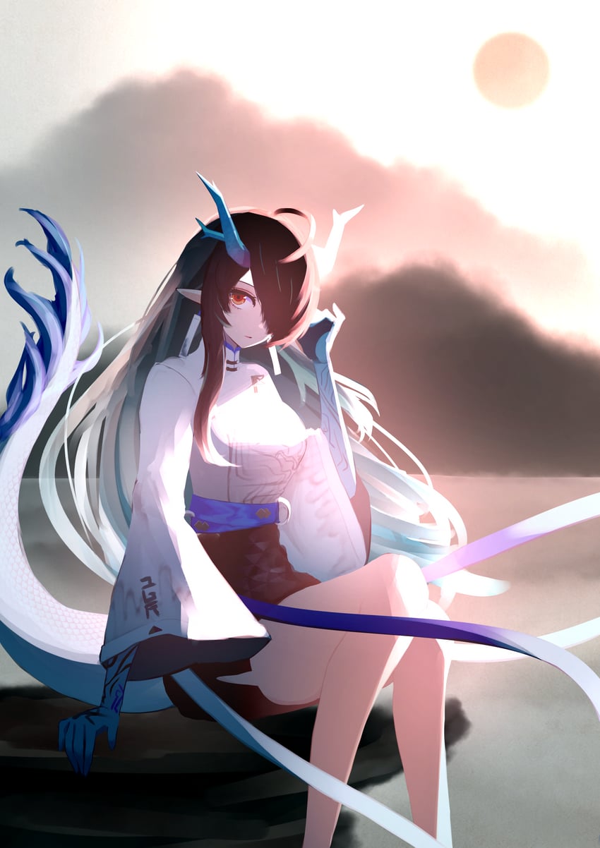 dusk (arknights and 1 more) drawn by nikaidou_tetsuo