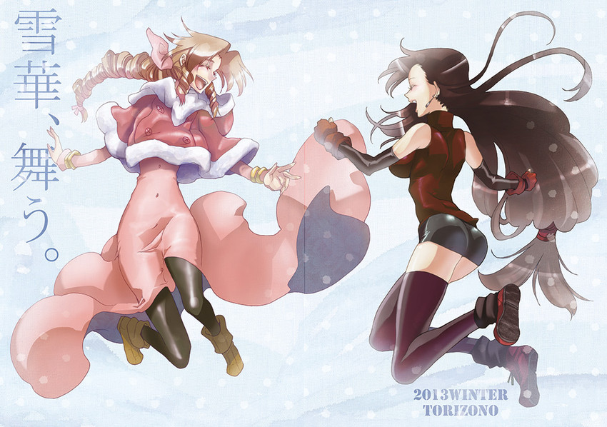 tifa lockhart and aerith gainsborough (final fantasy and 1 more) drawn by torimeiro