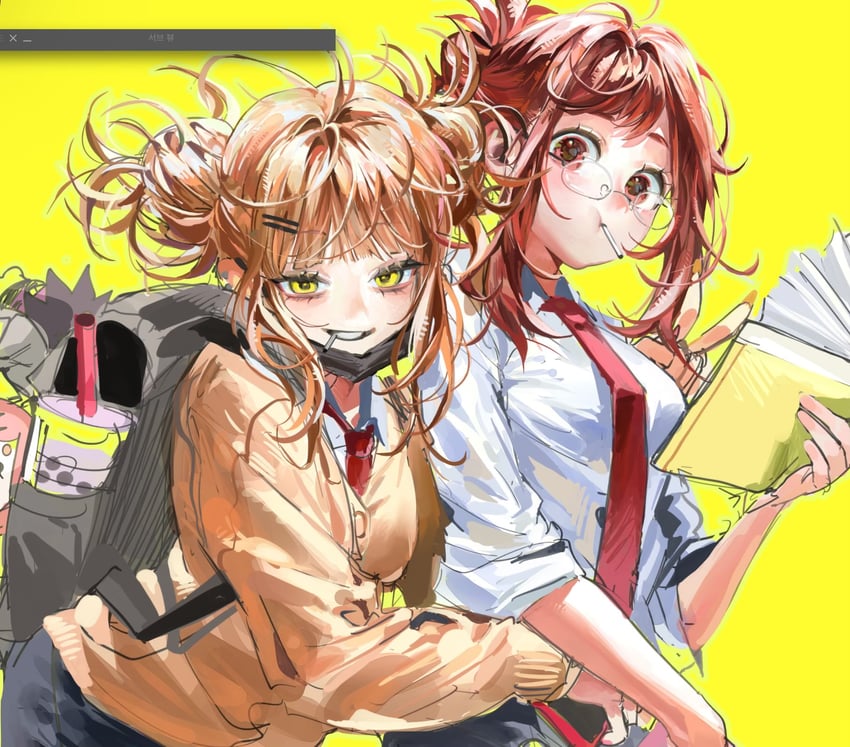 uraraka ochaco and toga himiko (boku no hero academia) drawn by sycisycii
