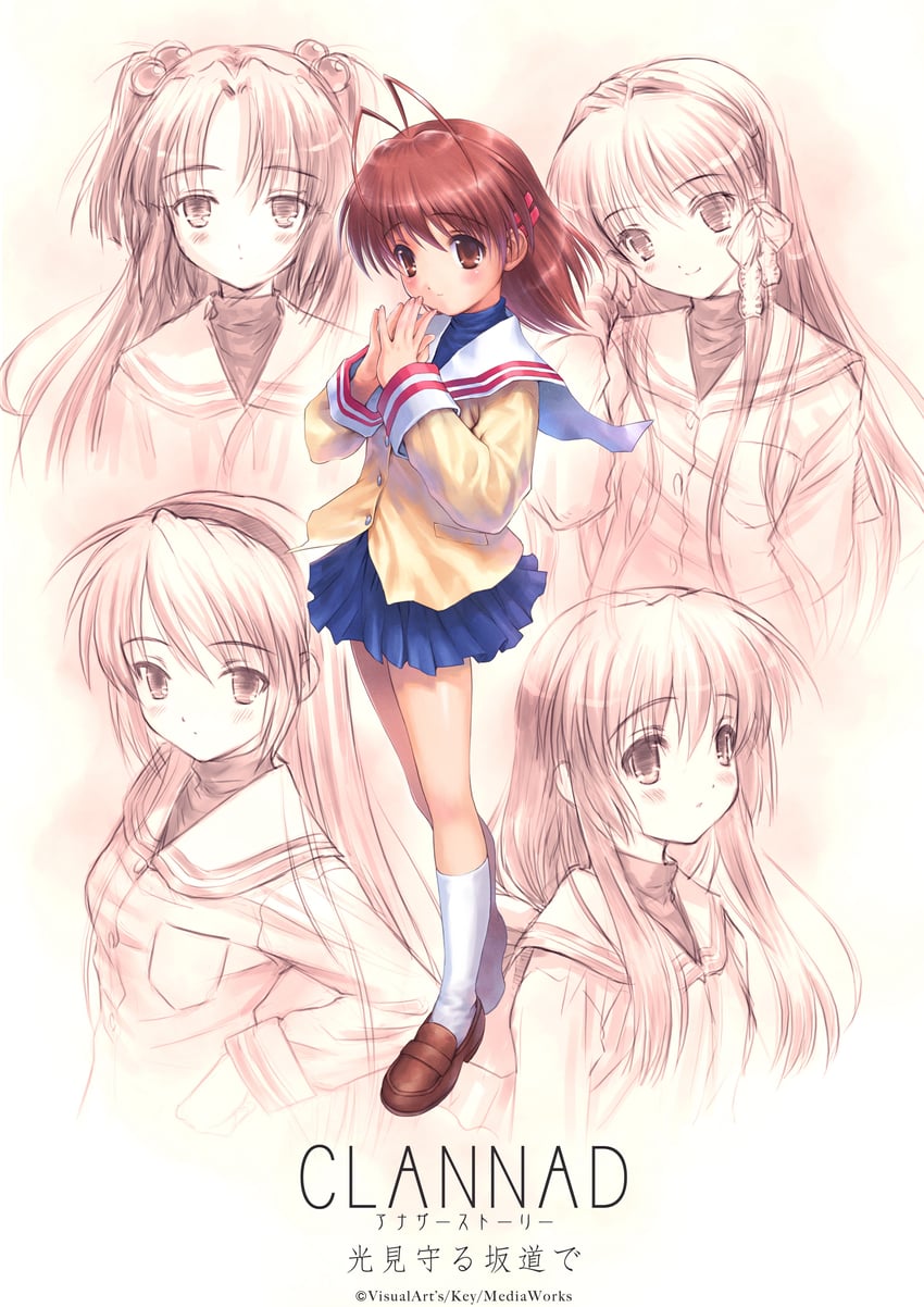 furukawa nagisa, fujibayashi kyou, ibuki fuuko, sakagami tomoyo, and ichinose kotomi (clannad) drawn by goto_p