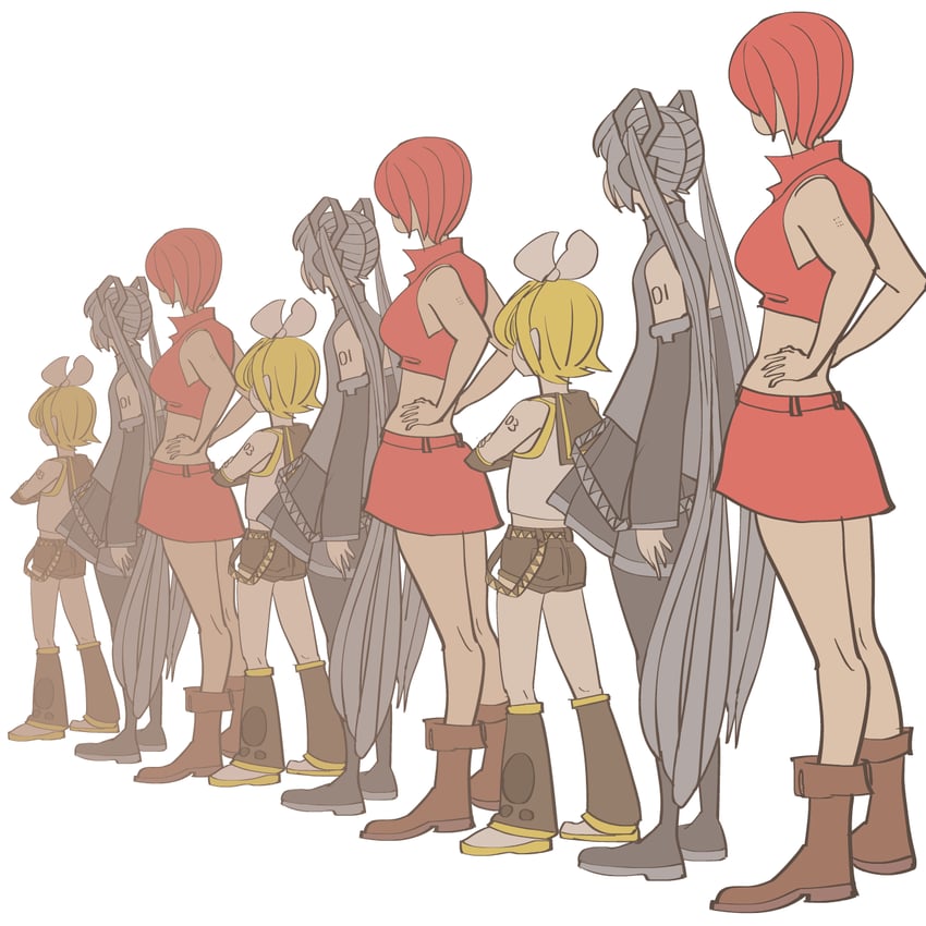 hatsune miku, kagamine rin, and meiko (vocaloid) drawn by nippori_honsha