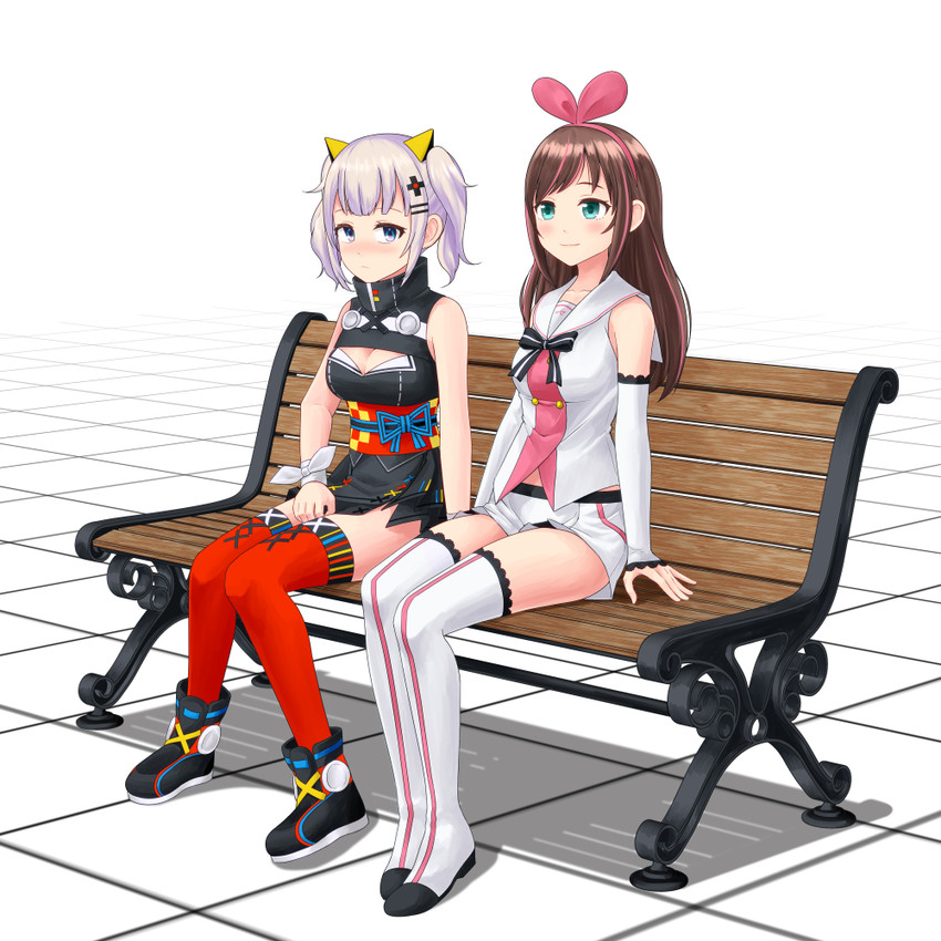 kizuna ai and kaguya luna (kizuna ai inc. and 1 more) drawn by chiyoko_yama