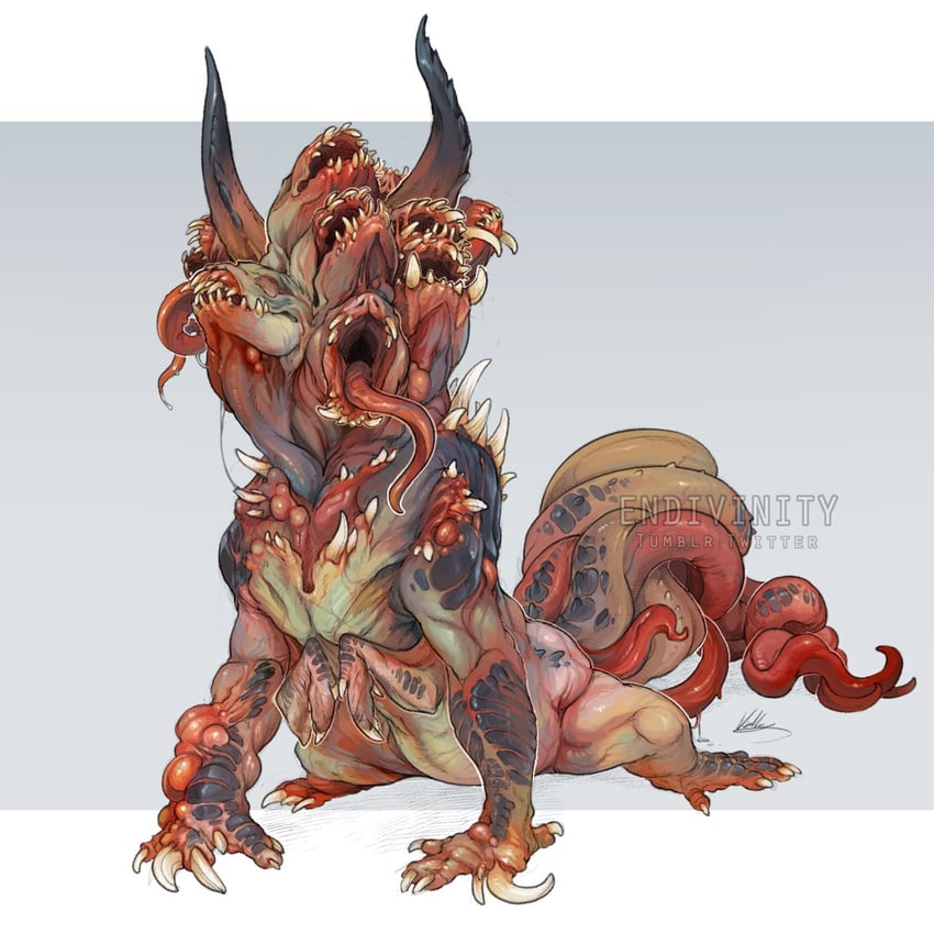 deathclaw (original and 1 more) drawn by endivinity