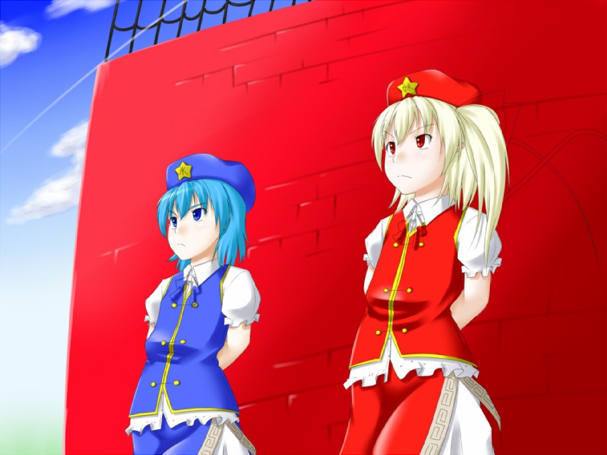 flandre scarlet, cirno, and hong meiling (touhou) drawn by niwatazumi