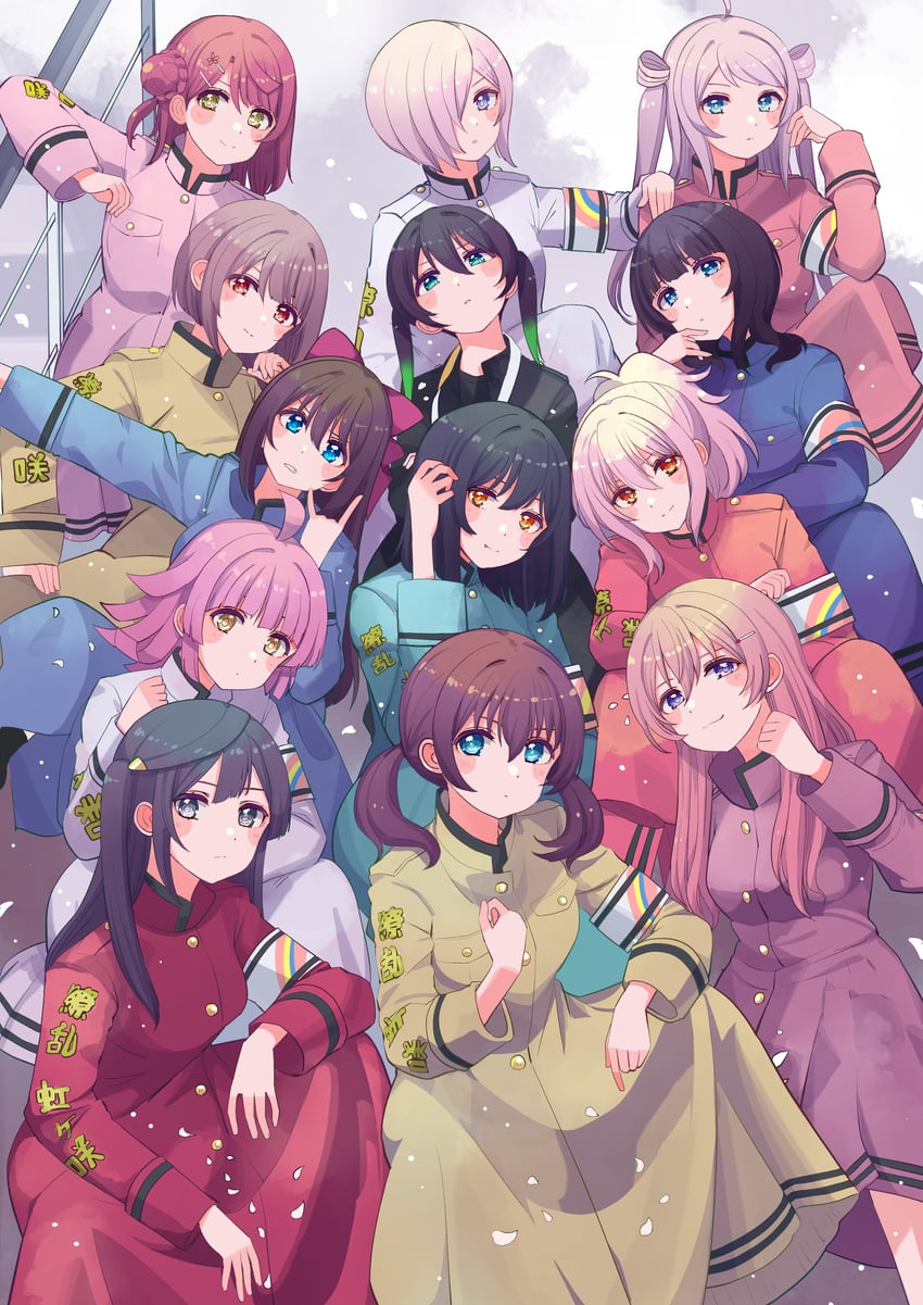 yuki setsuna, uehara ayumu, takasaki yu, osaka shizuku, tennoji rina, and 8 more (love live! and 1 more) drawn by cream_(nipakupa)
