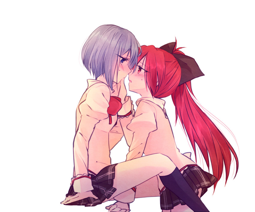 miki sayaka and sakura kyoko (mahou shoujo madoka magica) drawn by mizuki_(flowerlanguage)
