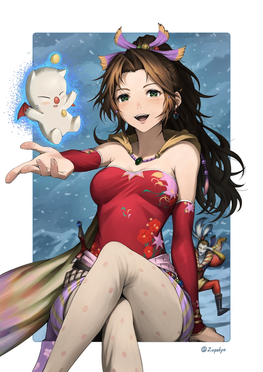 aerith gainsborough, terra branford, moogle, and kefka palazzo (final fantasy and 3 more) drawn by zupakyo