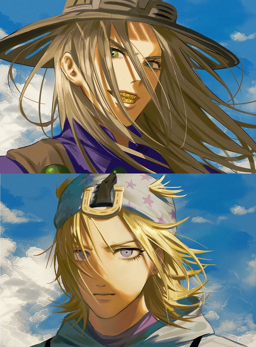 johnny joestar and gyro zeppeli (jojo no kimyou na bouken and 1 more) drawn by jeoishere