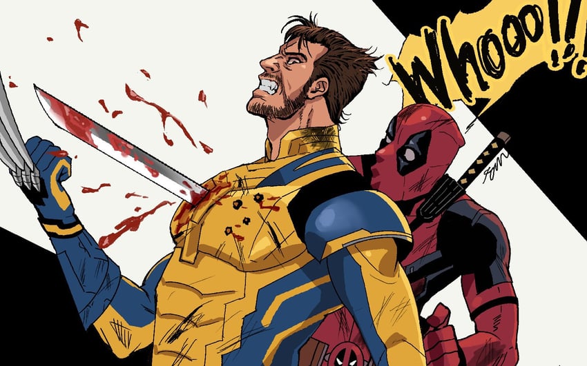 wolverine and deadpool (marvel and 4 more) drawn by outpizza8