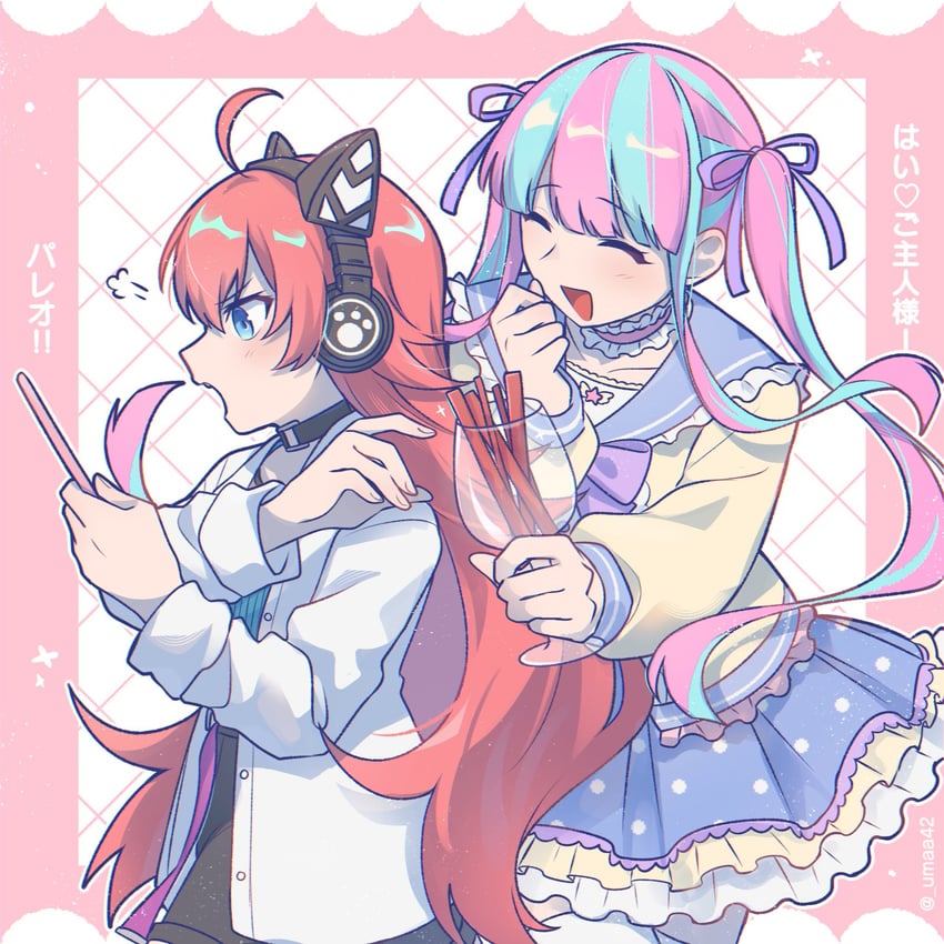 tamade chiyu and nyubara reona (bang dream!) drawn by umaa42