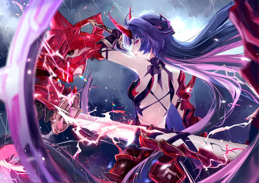 raiden mei (honkai and 1 more) drawn by vardan