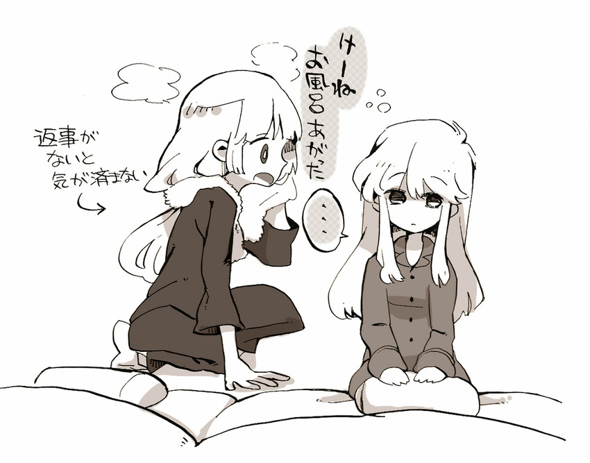 fujiwara no mokou and kamishirasawa keine (touhou) drawn by shinoasa