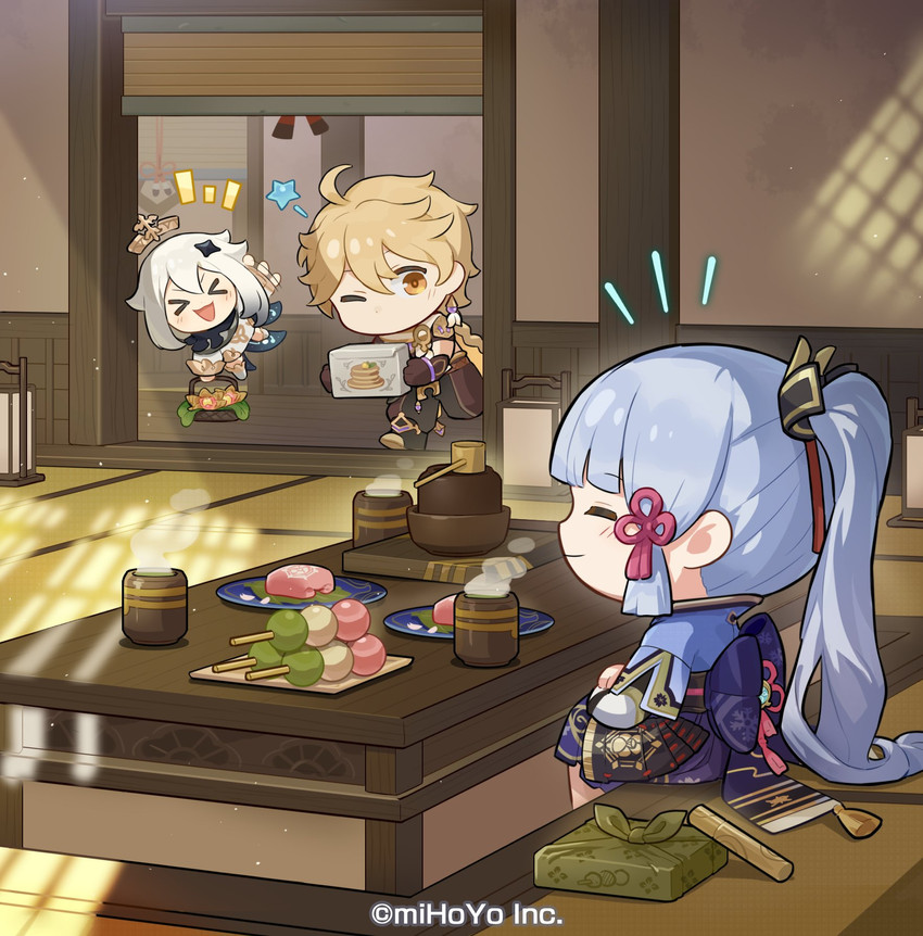 aether, paimon, and kamisato ayaka (genshin impact)