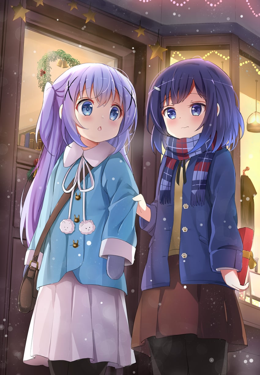 kafuu chino and fuiba fuyu (gochuumon wa usagi desu ka?) drawn by stick_jitb