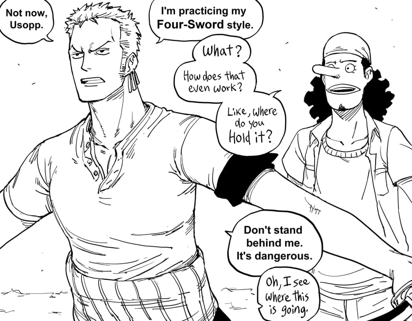 roronoa zoro and usopp (one piece) drawn by bb_(baalbuddy)