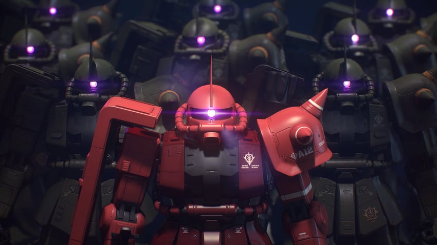 zaku ii and zaku ii s char custom (gundam and 1 more) drawn by magiccoffee
