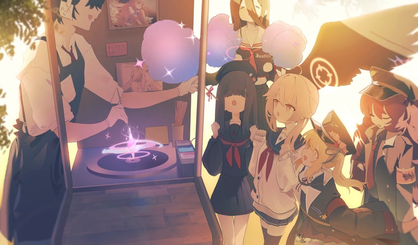 sensei, doodle sensei, mika, hasumi, ibuki, and 3 more (blue archive) drawn by rescat