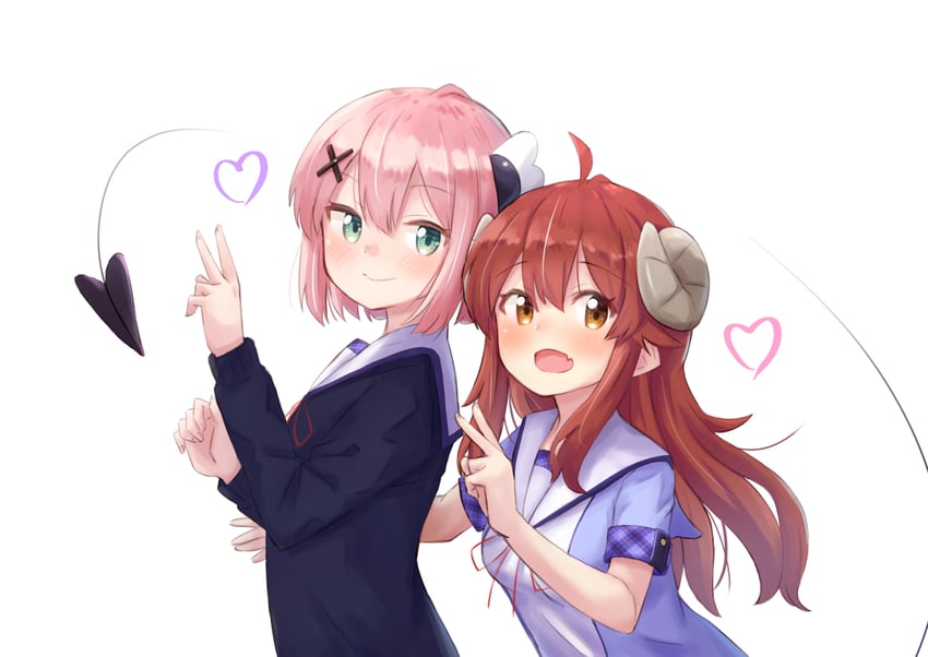 yoshida yuuko and chiyoda momo (machikado mazoku) drawn by kuramoto_takato