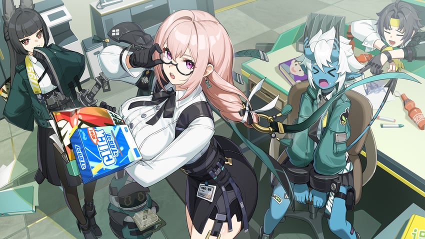 hoshimi miyabi, tsukishiro yanagi, soukaku, and asaba harumasa (zenless zone zero) drawn by rx-c