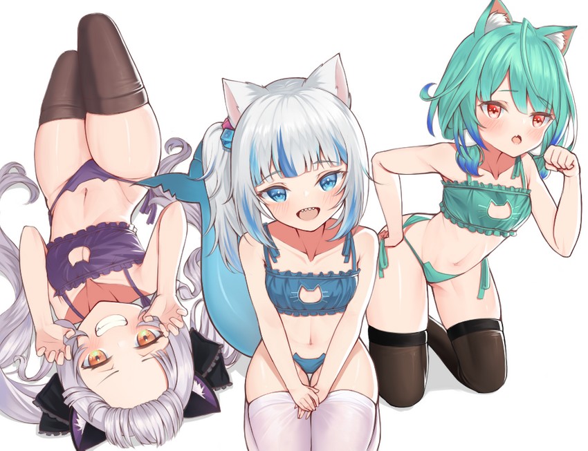gawr gura, murasaki shion, and uruha rushia (hololive and 1 more) drawn by maru039