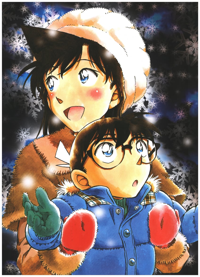 edogawa conan and mouri ran (meitantei conan) drawn by aoyama_goushou