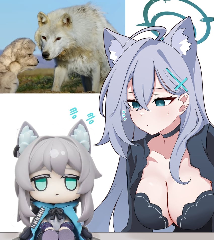 shiroko, shiroko terror, rosmontis, and ogura yui (blue archive and 1 more) drawn by skyrain315