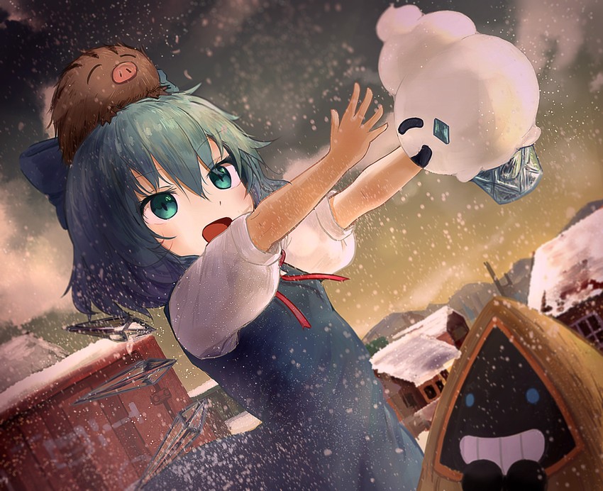 cirno, vanillite, swinub, and snorunt (touhou and 1 more) drawn by ekaapetto