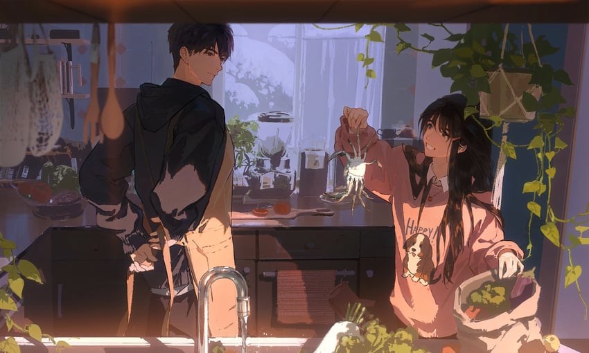 protagonist and caleb (love and deepspace) drawn by yuyumu