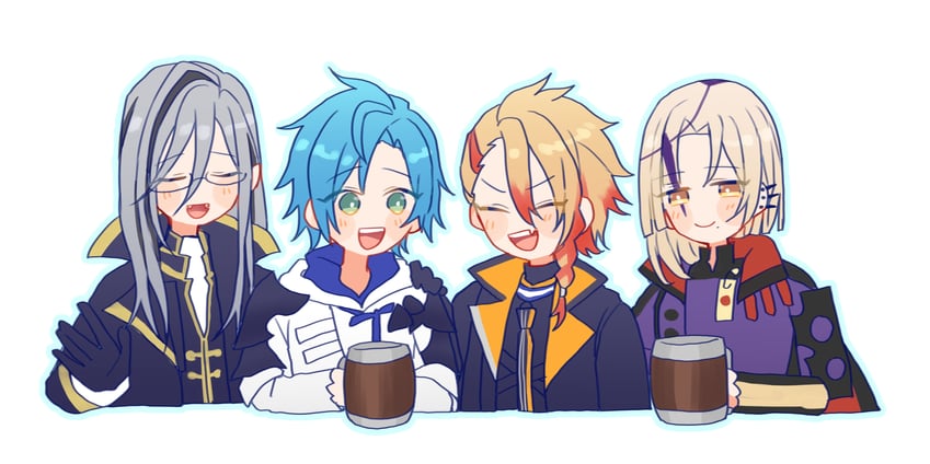 regis altare, axel syrios, magni dezmond, and noir vesper (holostars and 1 more) drawn by yonyo_(kskr0711)