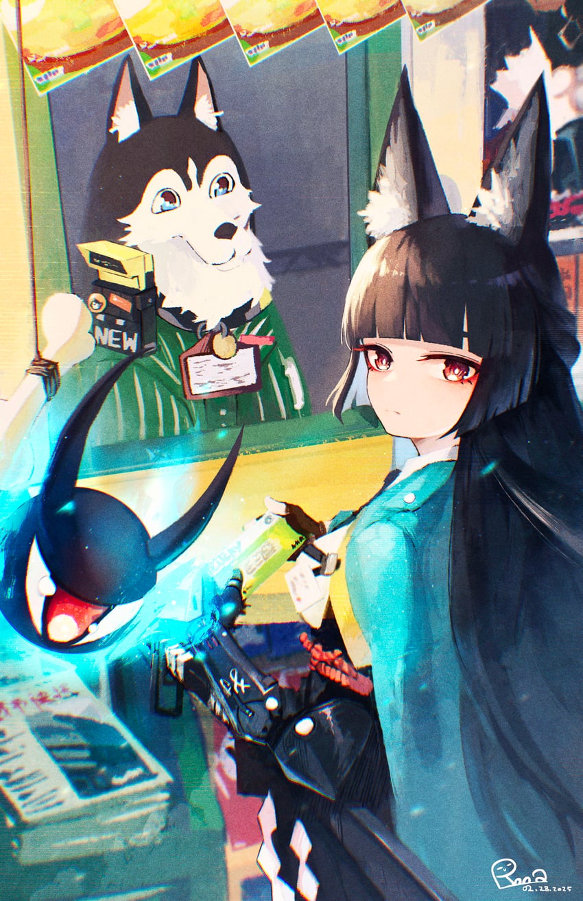 hoshimi miyabi, tailless, and howl (zenless zone zero) drawn by rnna