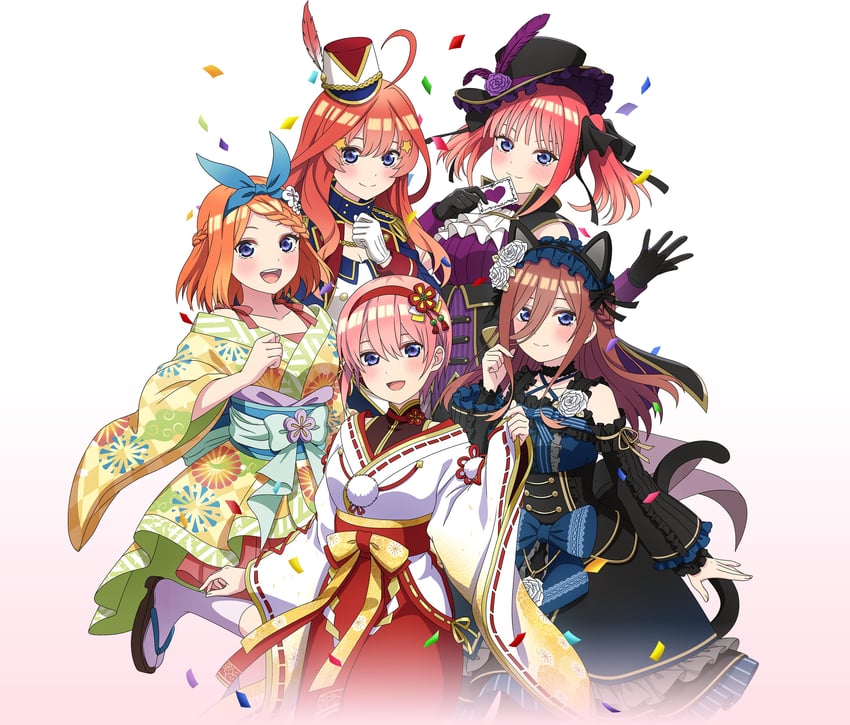 nakano nino, nakano miku, nakano yotsuba, nakano itsuki, and nakano ichika (go-toubun no hanayome)