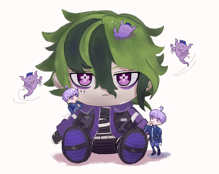 yuma kokohead, shinigami, and vivia twilight (master detective archives: rain code) drawn by ugen_(toparain)