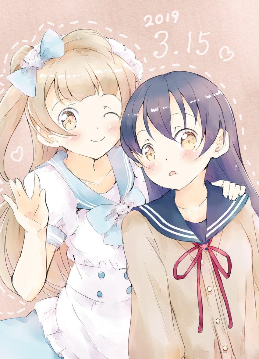 sonoda umi and minami kotori (love live! and 1 more) drawn by sanpo