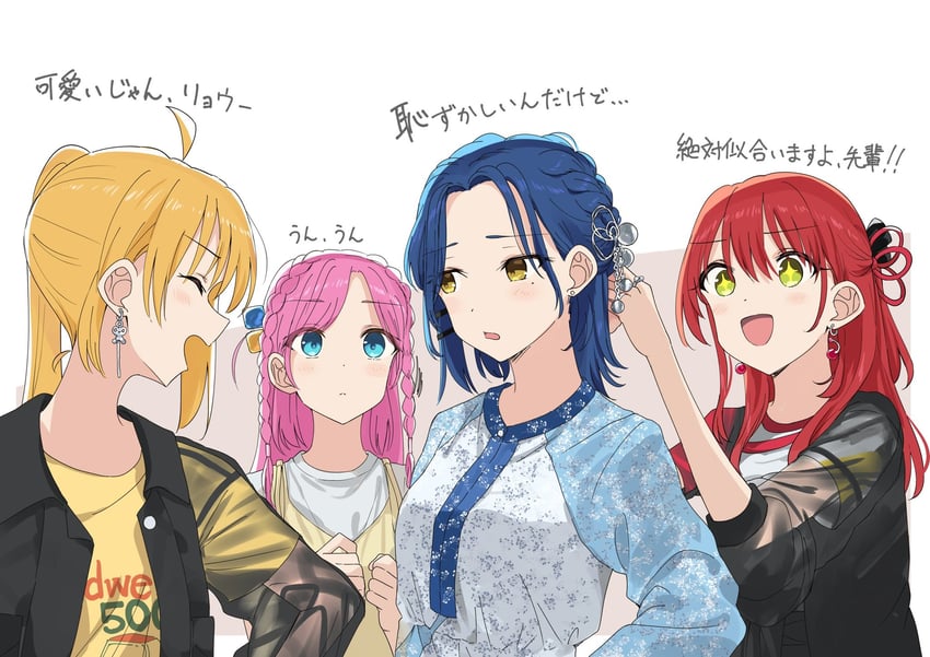 gotoh hitori, kita ikuyo, ijichi nijika, and yamada ryo (bocchi the rock!) drawn by kanaria_hisagi