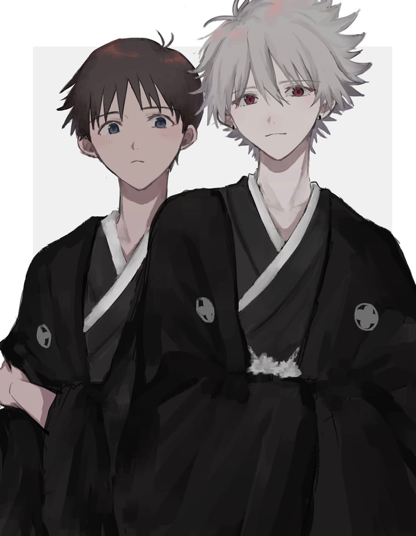 ikari shinji and nagisa kaworu (neon genesis evangelion) drawn by kskooo