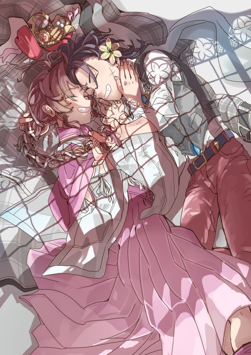 aerith gainsborough and zack fair (final fantasy and 2 more) drawn by oshibainoticket
