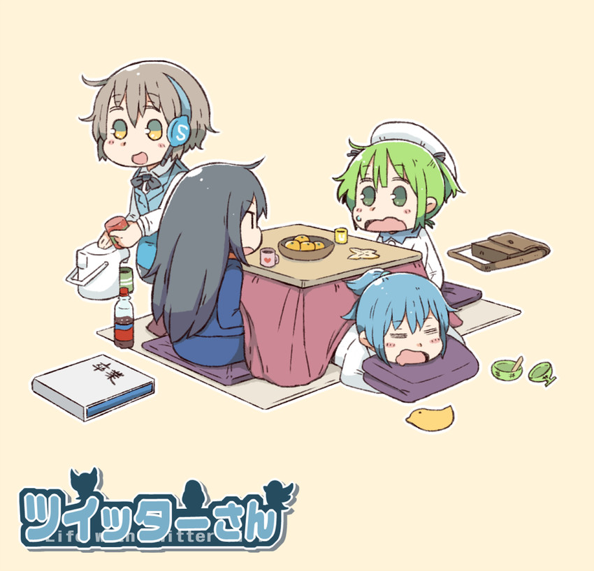 twitter-san, facebook-san, and line-san (original and 4 more) drawn by tsukigi