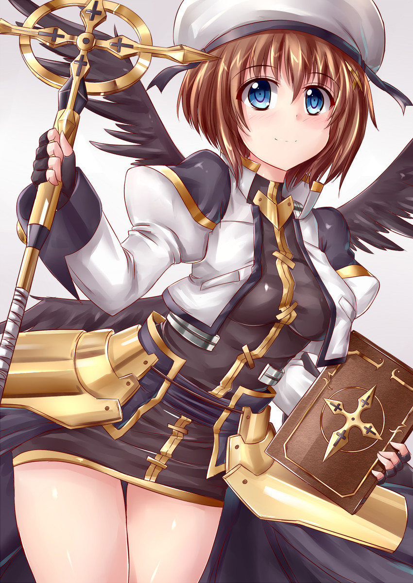 yagami hayate, schwertkreuz, and tome of the night sky (lyrical nanoha and 2 more) drawn by chonkoo
