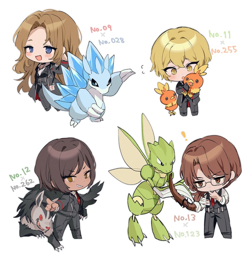 sinclair, torchic, outis, gregor, rodion, and 3 more (pokemon and 2 more) drawn by migishita