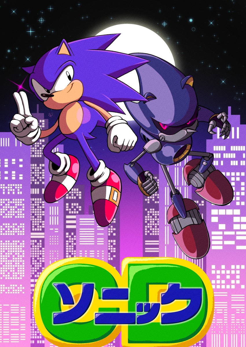 sonic the hedgehog, metal sonic, and classic sonic (sonic and 2 more) drawn by banel_springer