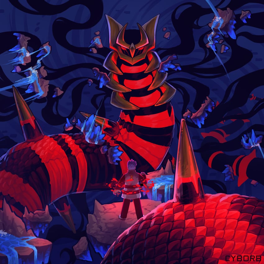giratina and cyrus (pokemon and 2 more) drawn by cyborb