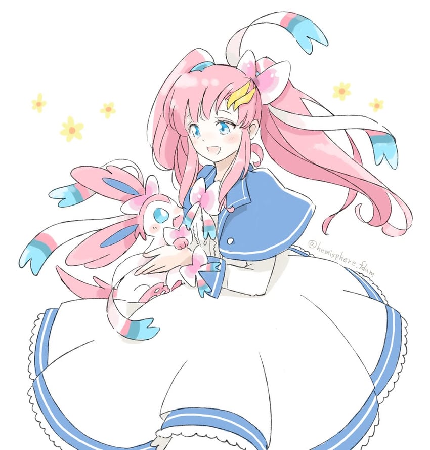 sylveon and lacus clyne (pokemon and 4 more) drawn by hemisphere