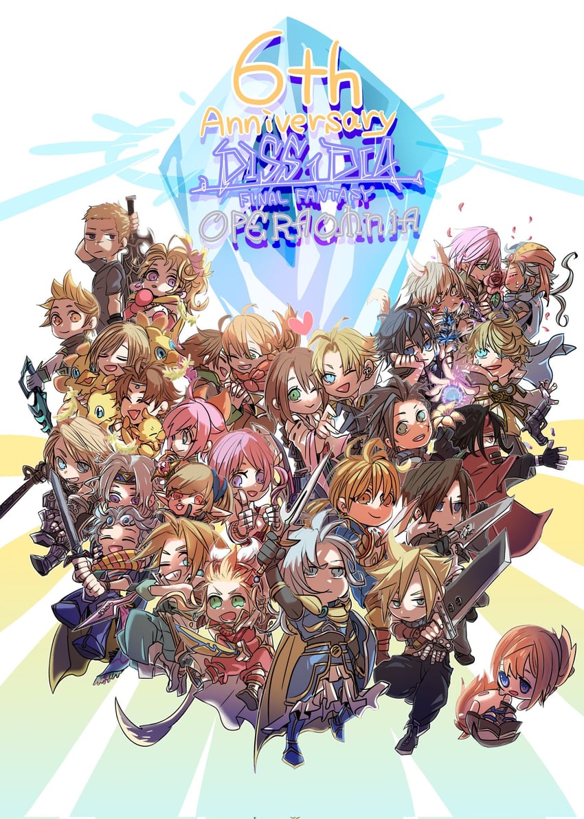 cloud strife, zack fair, terra branford, squall leonhart, zidane tribal, and 25 more (final fantasy and 29 more) drawn by oshibainoticket