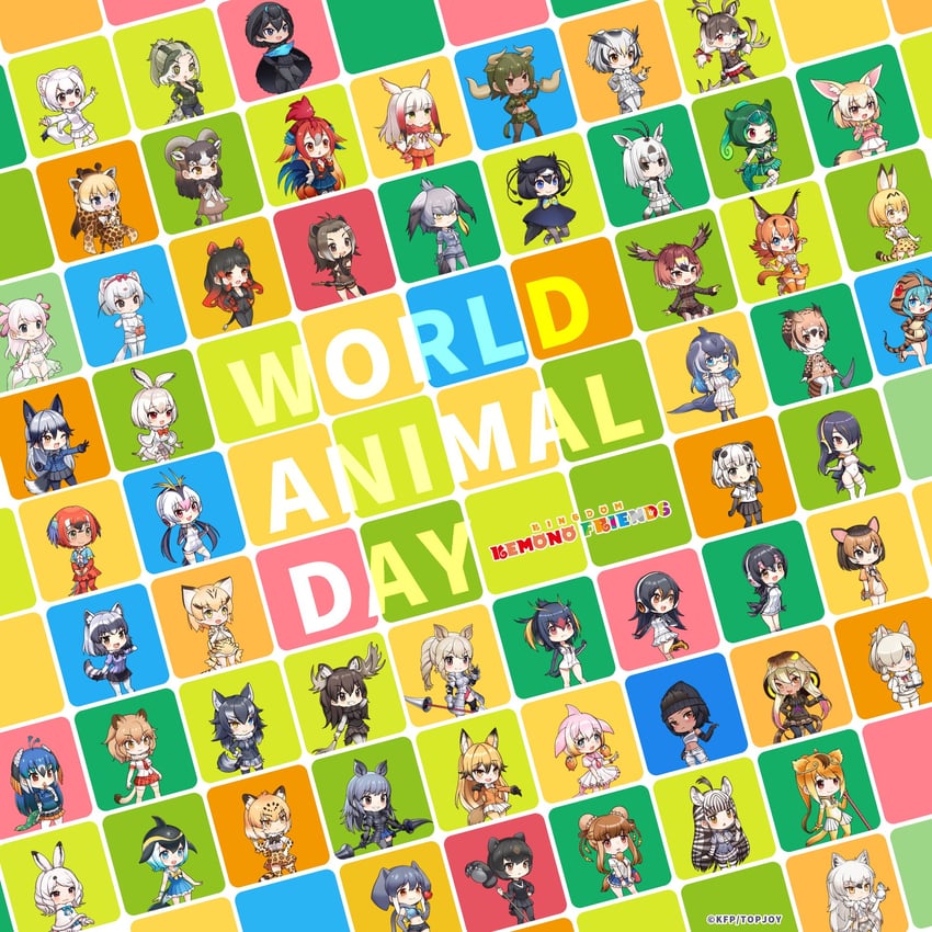 serval, common raccoon, fennec, shoebill, silver fox, and 52 more (kemono friends and 1 more)